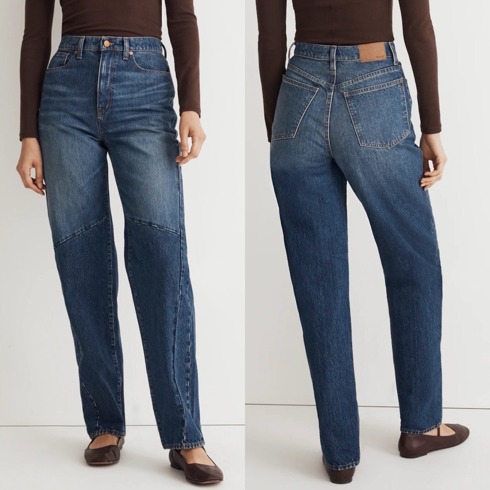 Madewell Baggy Tapered Jeans in Fanwell Wash Two Tone Edition